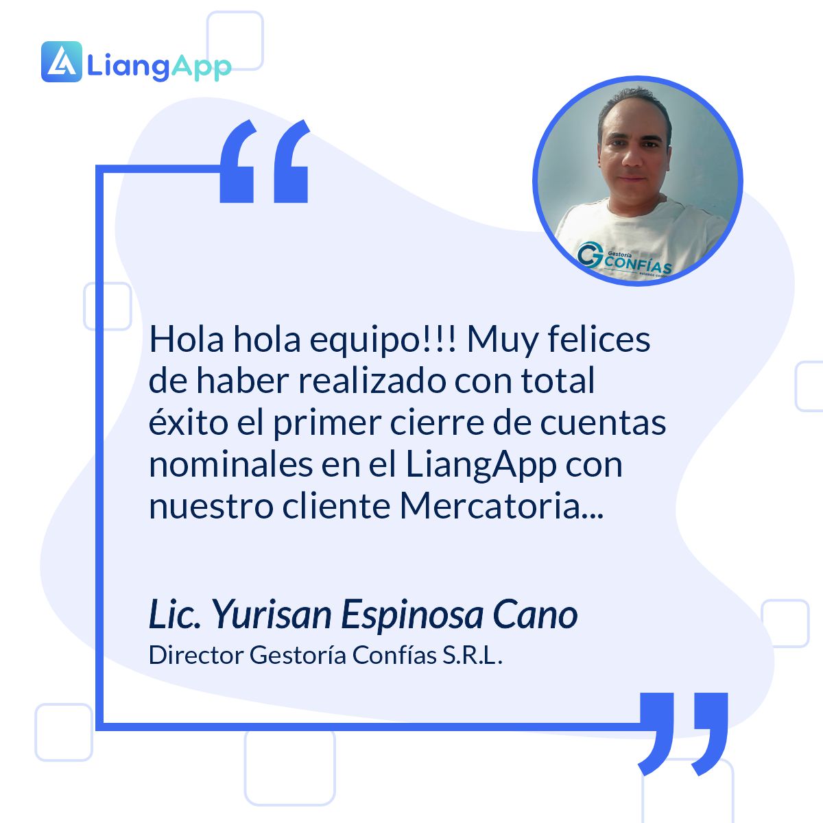 Estos mensajes nos enorgullecen, nos inspiran, nos dan fuerzas!!
LiangApp El Primer Sistema de Contabilidad en la Nube de Cuba, CERTIFICADO liangapp.cu
Desarrollado por informáticos cubanos por y para empresarios, ejecutivos, emprendedores cubanos!
Qué emoción!!!