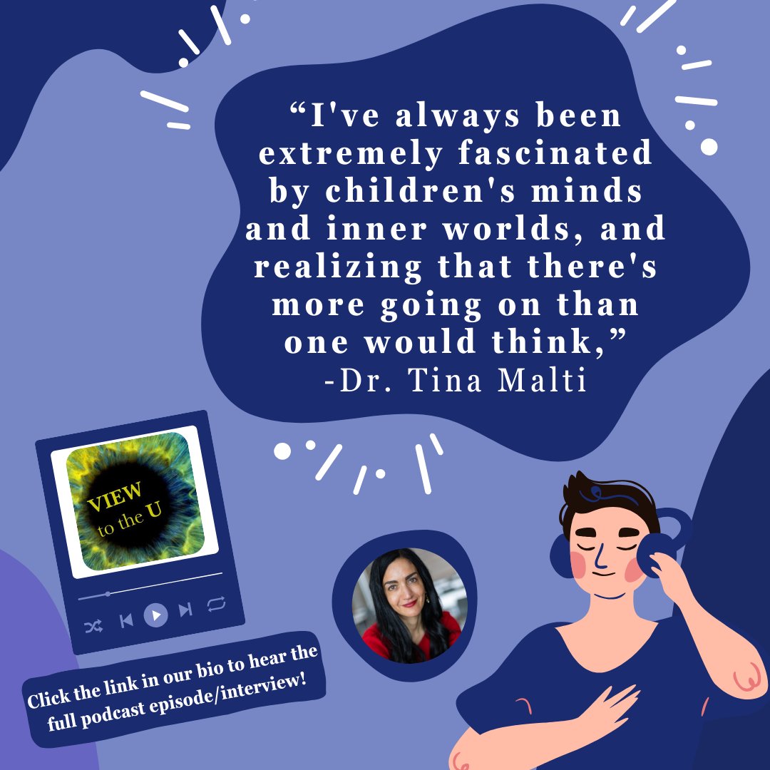 Dr. Tina Malti discusses kids, kindness and collaboration with Carla DeMarco in a recent interview on VIEW to the U Podcast. Follow the link in our bio to find the full interview.