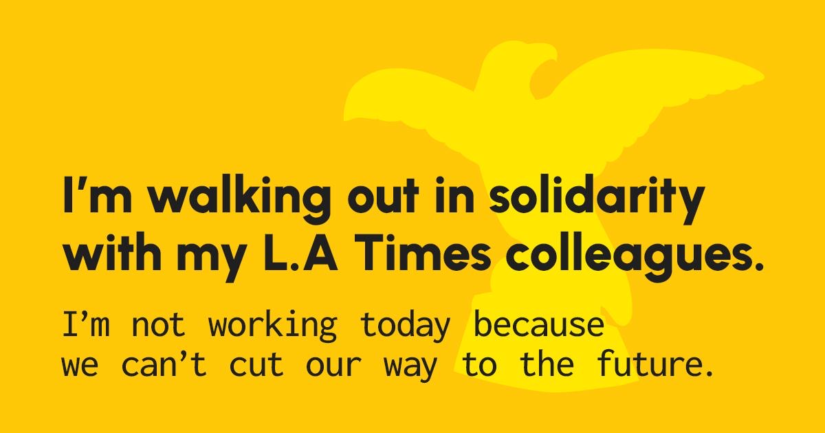 Sammy Roth (@sammy_roth) on Twitter photo Today I'm walking off the job with my <a href="/latguild/">L.A. Times Guild 🦅</a> colleagues to protest plans for devastating layoffs.
Our owner says he's committed to great journalism and finding a path toward long-term financial sustainability. I am too. These cuts would make getting there so much harder. Today I'm walking off the job with my <a href="/latguild/">L.A. Times Guild 🦅</a> colleagues to protest plans for devastating layoffs.
Our owner says he's committed to great journalism and finding a path toward long-term financial sustainability. I am too. These cuts would make getting there so much harder.