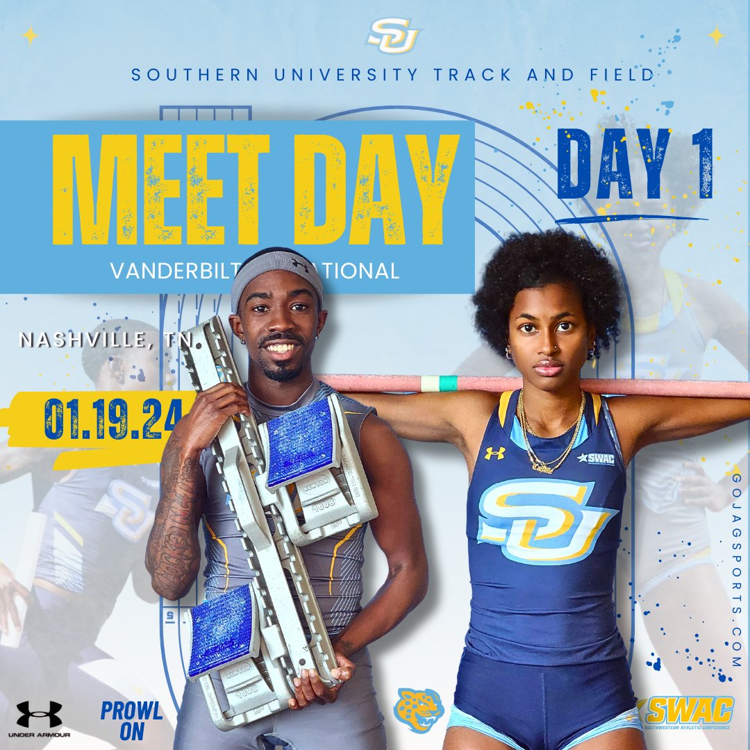 It's Meet Day!!! Jaguar Track and Field Team is competing at the Vanderbilt Invitational. Multi events are currently underway. Field events begin at 1:30pm and running at 6pm.
#ExperienceTheStandard #SouthernIsTheStandard #TrackandField 
#ProwlOn | #GoJags | #WeAreSouthern
