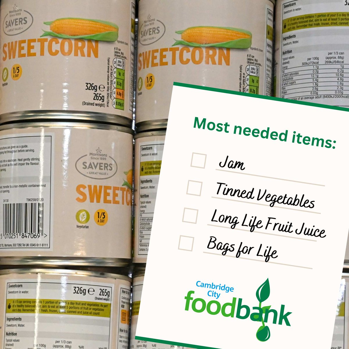 #FoodInsecurity is still common in the #Cambridge community. To win this fight, we all need to work together. This week, we’re in need of some key items for our visitors. If you can #donate from the list below, please do💚