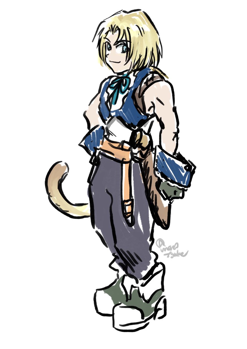 ジタン 「懐かしくて久々に描いたけどなんか似てないな…そして改めて考えると全てが詰まってい」|つけもの🌷のイラスト