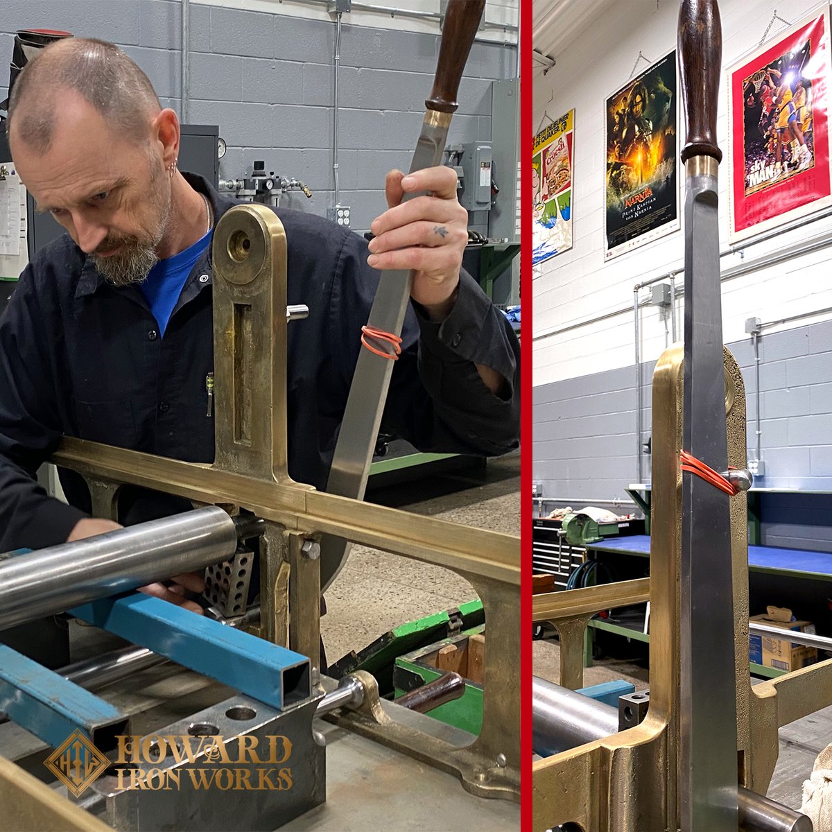HowardIronWorks's tweet photo. The work on the #Furnival #Lithographic press, with all brass frames, is progressing. Once again, rubber bands have proven helpful in the HIW restoration shop. Stay tuned! #printingmuseum #printinghistory #museumrestoration #tgif https://t.co/uImgnh7j4r