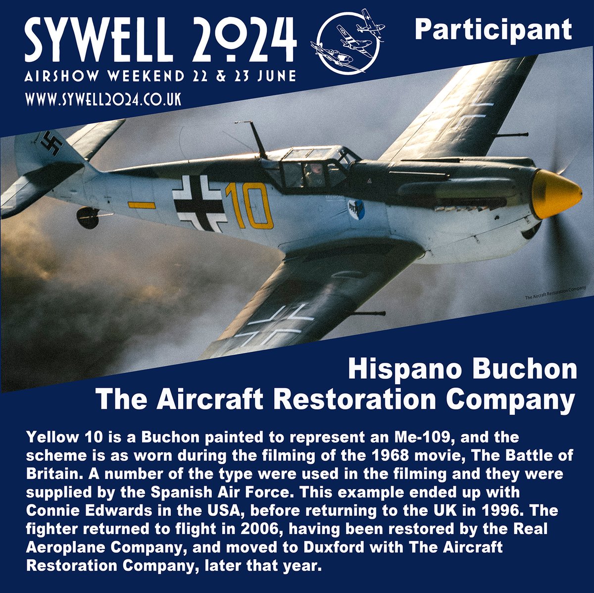 Sywell 2024 (@sywell2024) on Twitter photo A few were concerned that the Buchon would be out numbered in our flying display. Fear not, Yellow 10 from the Aircraft Restoration Company will be at #sywell2024 to provide some support. Tickets available at sywell2024.co.uk <a href="/UltimateWarbird/">UltimateWarbirdFlights</a> <a href="/SywellAerodrome/">Sywell Aerodrome</a> 📷ARCo A few were concerned that the Buchon would be out numbered in our flying display. Fear not, Yellow 10 from the Aircraft Restoration Company will be at #sywell2024 to provide some support. Tickets available at sywell2024.co.uk <a href="/UltimateWarbird/">UltimateWarbirdFlights</a> <a href="/SywellAerodrome/">Sywell Aerodrome</a> 📷ARCo