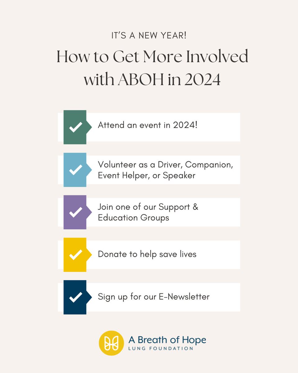 ABOHLung's tweet photo. Looking for a way to get more involved with A Breath of Hope Lung Foundation in 2024? We’ve got many options!
#lungcancer #lungcanerawareness #whiteribbon #ABOH https://t.co/hQTA8w0OpJ