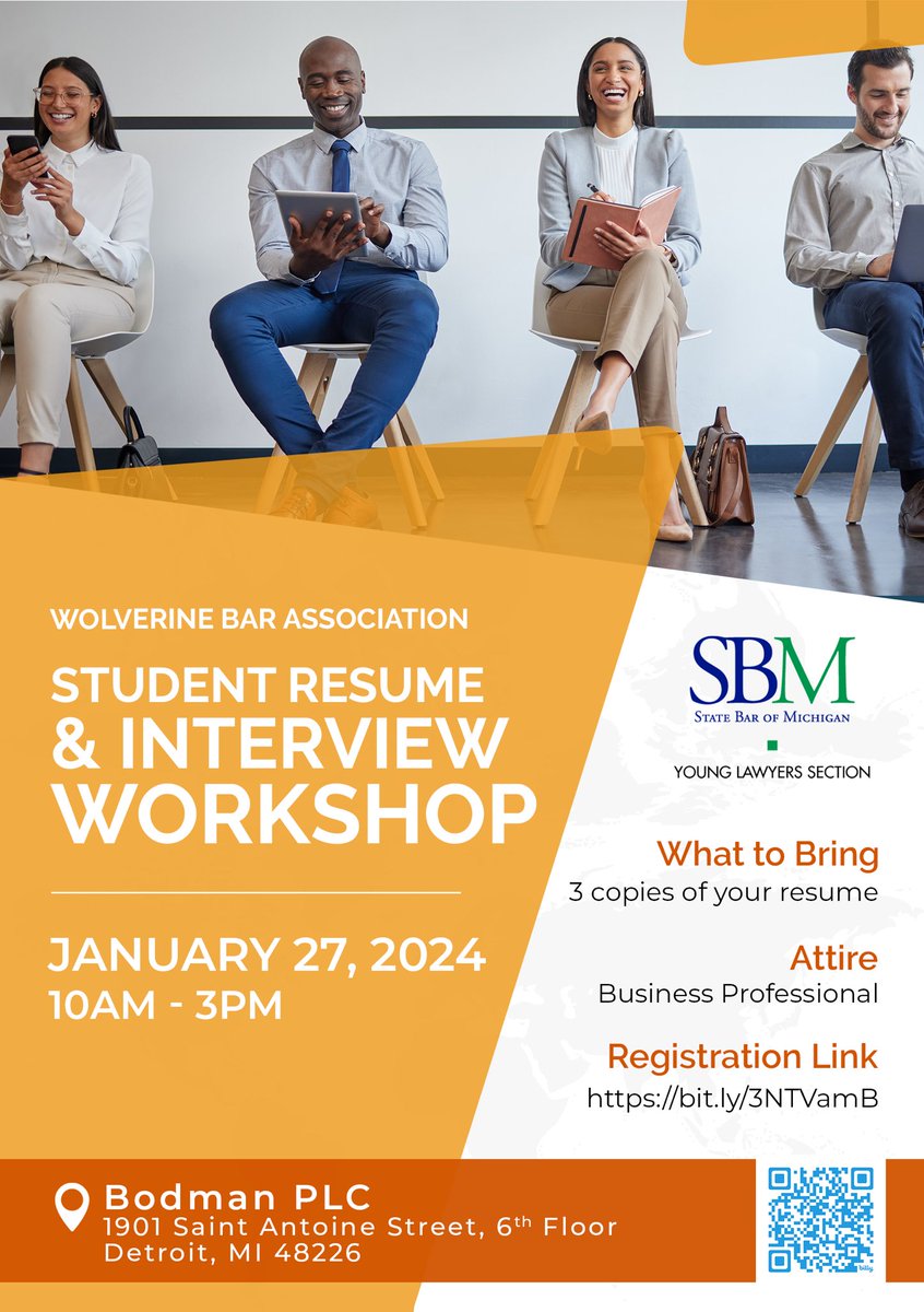 ButlerDavis_LLC's tweet photo. Calling all Michigan law school students! Come get help with writing your resume and putting your best foot forward in interviews! https://t.co/g0bFpB31mH
