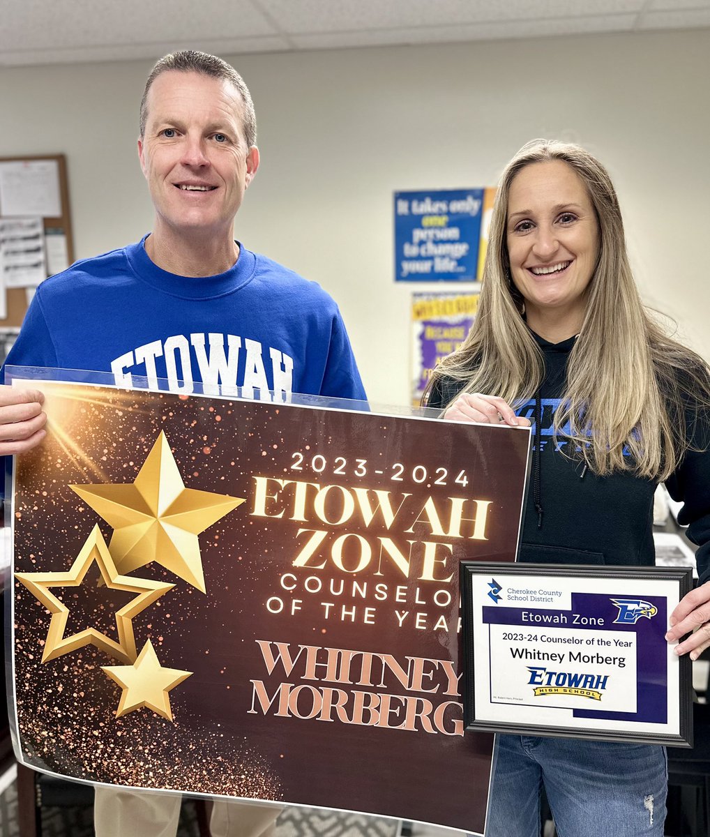 Congratulations to EHS’s Whitney Morberg for being named Etowah Zone Counselor of the year!