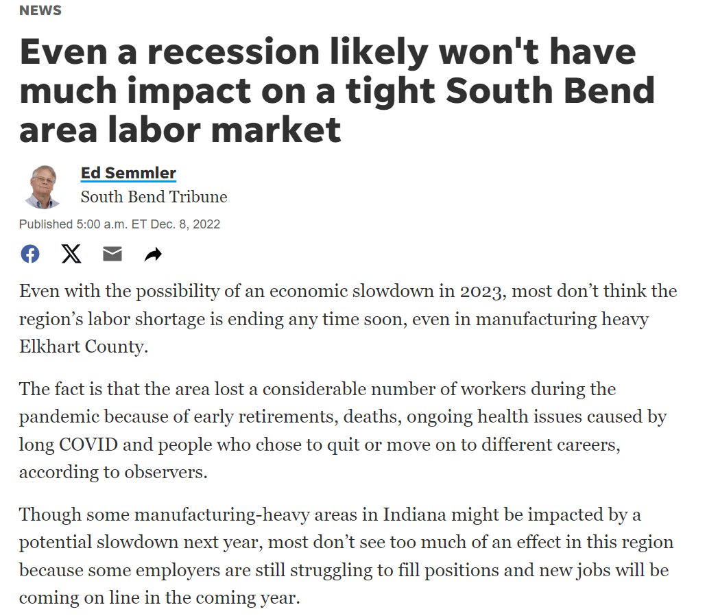South Bend's unemployment rate is 3.9% and the entire region is dealing with a significant labor shortage. So yeah, South Bend is trying to entice immigrants to come there and help keep their economy running.