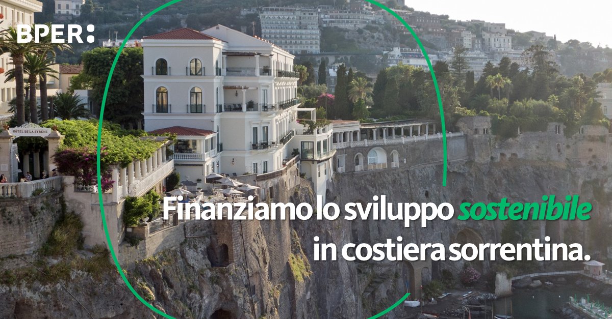 Definito un accordo con Bellevue S.p.A., proprietaria dell'Hotel Syrene, nella Marina di Sorrento.
Il nostro sustainability linked loan è un valido strumento per misurare e monitorare i progressi che questa struttura ha perseguirà anche nei prossimi anni.
bper.it/-/accordo-con-…