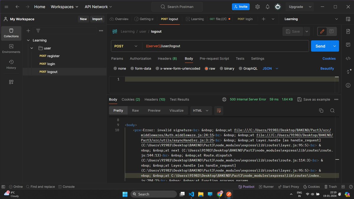 ManavRastogi17's tweet image. 🐛 Debugging Chronicles: Day 14 of the #BackendChallenge 🚀
Encountered a puzzling issue today—Login page? ✅ Smooth sailing. Logout page? ❌ Error City. 🤔