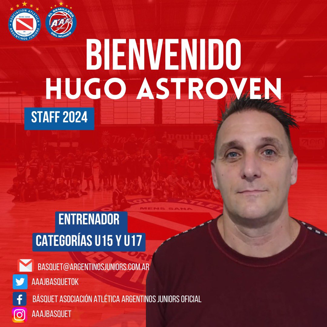 aaajbasquetok's tweet photo. Bienvenido Hugo Jose Astroven al Básquet del Bicho!
Se suma a nuestro Cuerpo Técnico de las Formativas para el 2024. 

Le deseamos el mayor de los éxitos!

Bienvenido Hugo!

Subcomisión de Básquet
#AAAJ #basquet #febamba https://t.co/kNIIK4xAUY