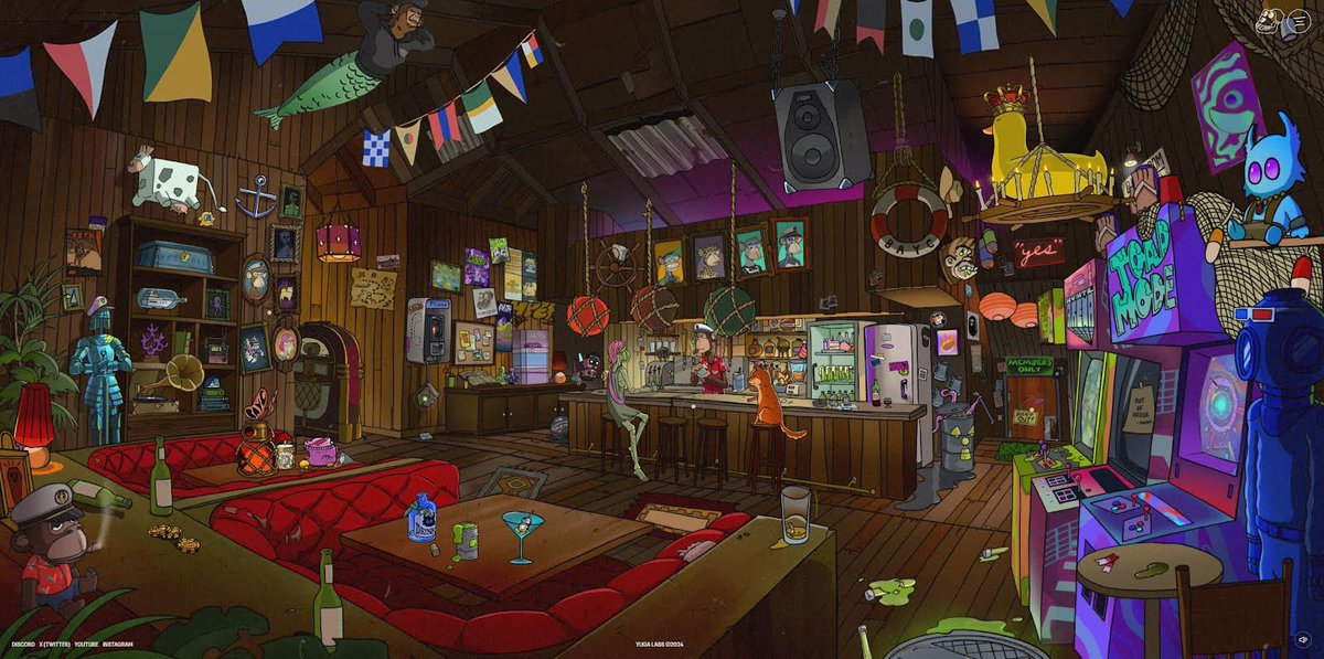 17ikoola's tweet photo. With all this talk of a physical clubhouse, I think of how it can be a benefit to holders but also something that is at least revenue-neutral for Yuga to run.

A place where you could bullshit with each other at the bar, grab a conference room to talk about a business or AIP, an arcade to play the latest games, or stock up on the latest Made by Apes products. 

Granted you had access to an IRL clubhouse in your city, would you be willing to pay an annual membership fee of $2-3k. No brainer right?