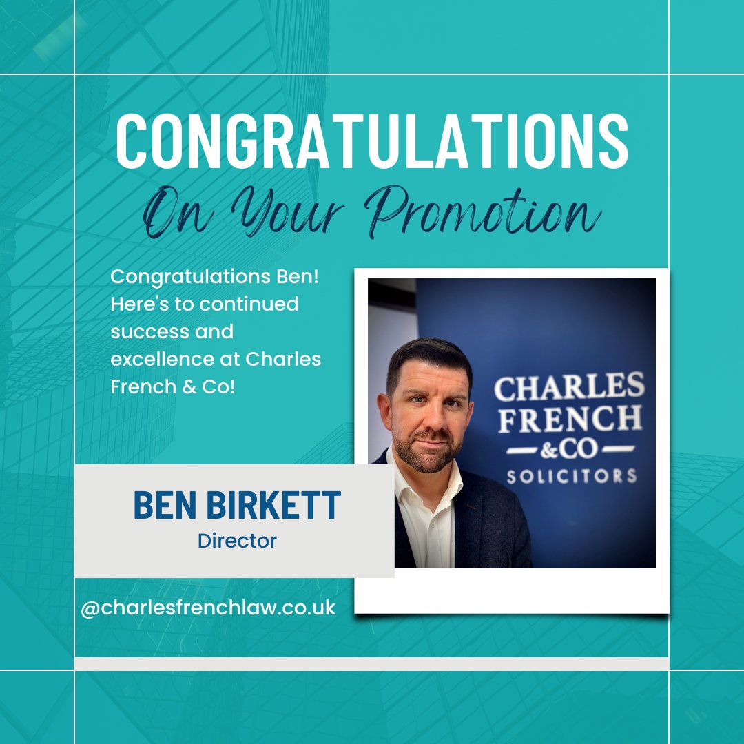 CFrenchsols's tweet photo. We are delighted to announce the promotion of Ben Birkett to the position of Director at Charles French &amp; Co. For our full announcement please visit our website https://t.co/O15fOBe3iI. #promotions #propertylaw #congratulations #cornishlaw #lawyerlife #recognition https://t.co/hkEqZLmW5U
