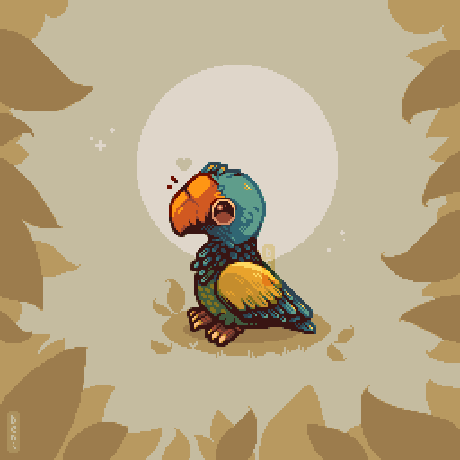 BluePathfinder's tweet image. You know, I love birds and dinos, so I made this little buddy💛 Don&apos;t worry, It doesn&apos;t bite (too much)🐤💀
Enjoy your weekend!

#aseprite #pixelart #ドット絵 #birds #dinosaurs