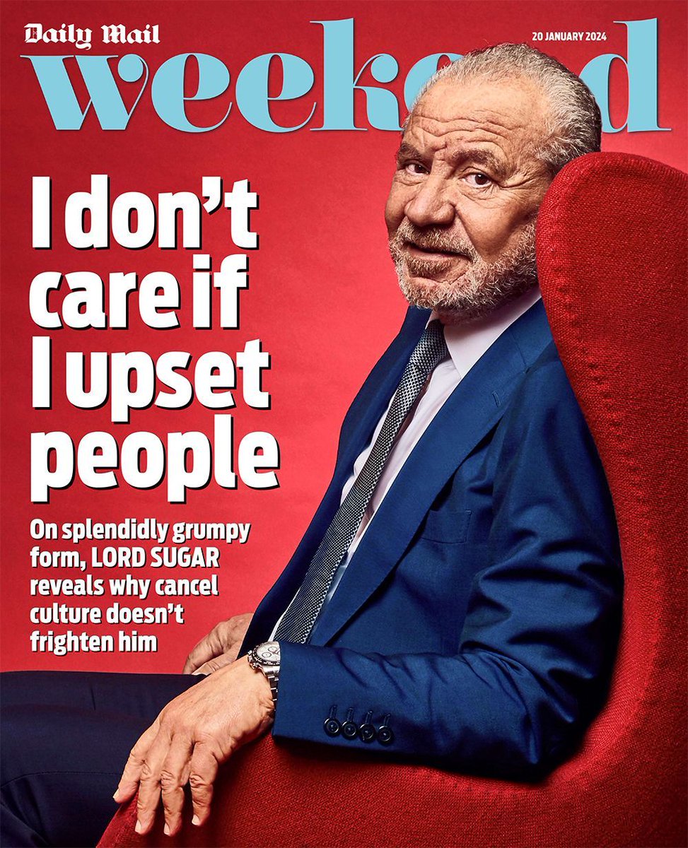 Weekend Magazine (@weekendmagazine) on Twitter photo Lord Sugar reveals why cancel culture doesn’t frighten him, in tomorrow’s Weekend: buff.ly/48X2LsM <a href="/Lord_Sugar/">Lord Sugar</a> Lord Sugar reveals why cancel culture doesn’t frighten him, in tomorrow’s Weekend: buff.ly/48X2LsM <a href="/Lord_Sugar/">Lord Sugar</a>