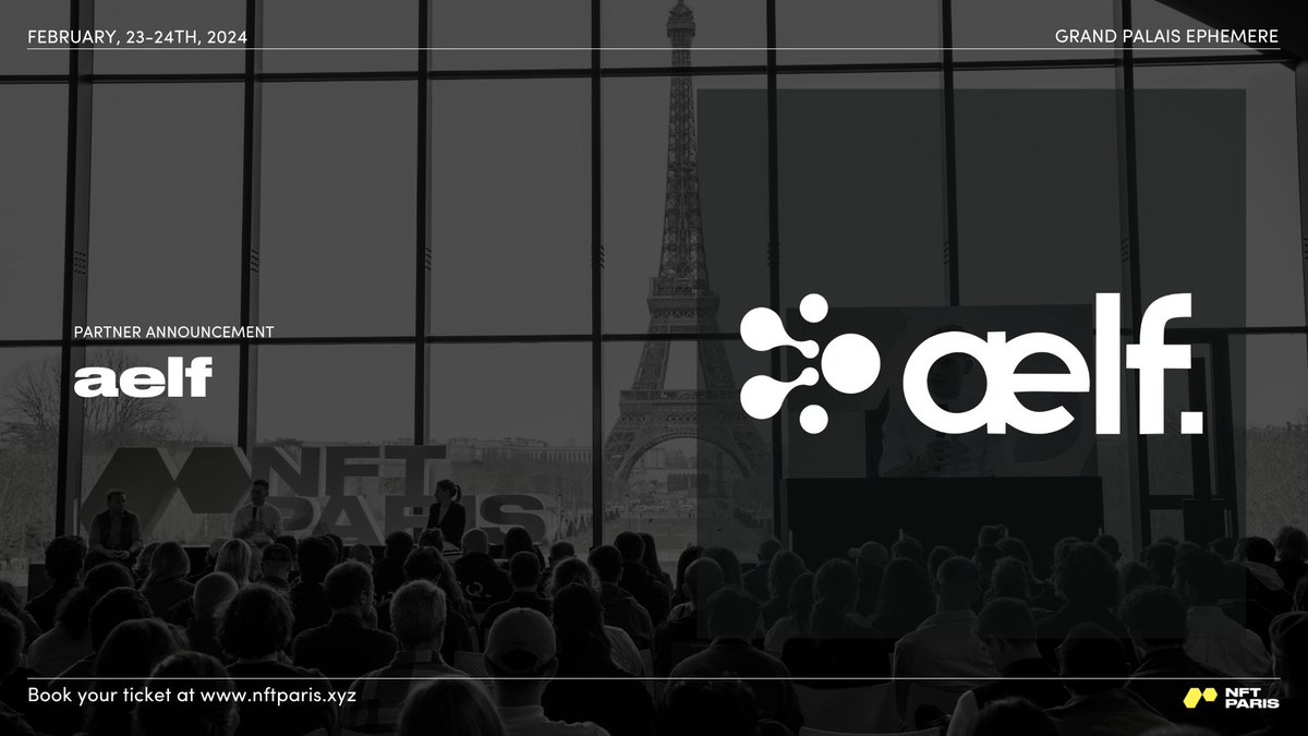 nft_paris's tweet photo. Partner Announcement

@aelfblockchain is sponsoring NFT Paris 2024