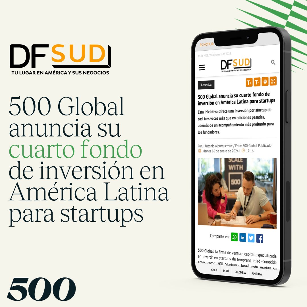 Lanzamos nuestro cuarto fondo para startups en América Latina. ✨  

A través de 500 LatAm Seed IV, L.P., tendremos una oferta de inversión mayor y un acompañamiento más profundo para los founders.🚀

Lee la nota aquí: dfsud.com/america/500-gl…

#LatAm #Startups #Tech #VC