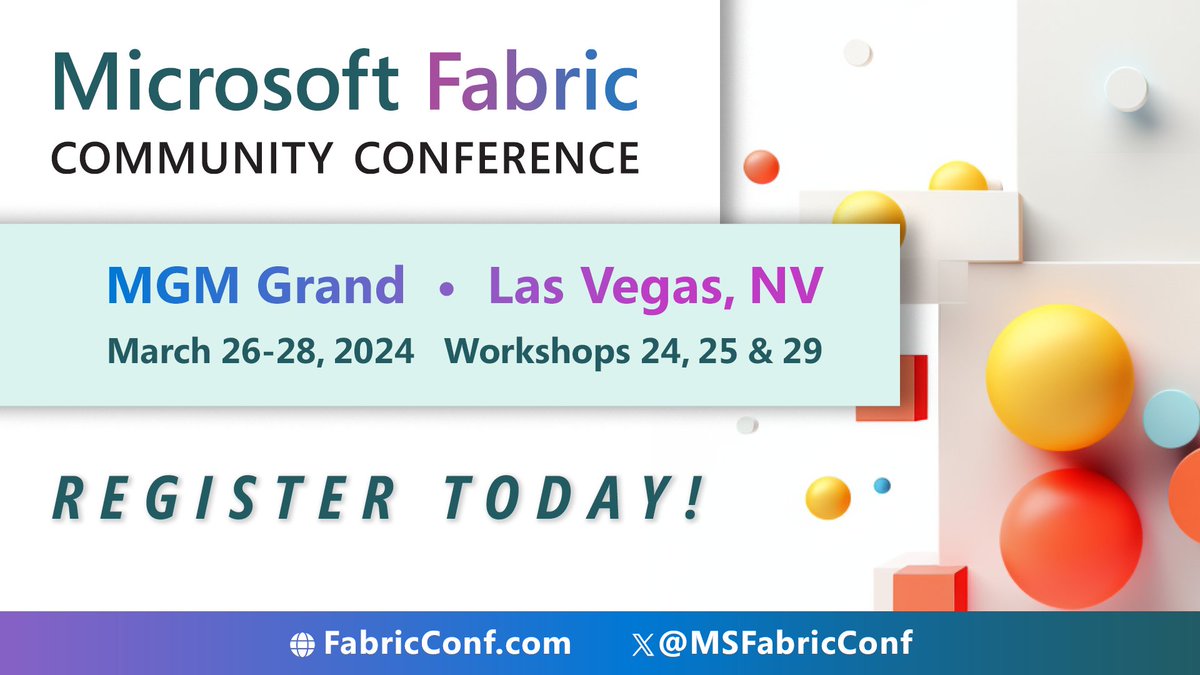 The #MicrosoftFabric Community Conference is here! Join us in Las Vegas from March 26-28, 2024, to learn about the latest Fabric, #Azure data and AI products from Microsoft. #FabCon #PowerBI aka.ms/fabcon