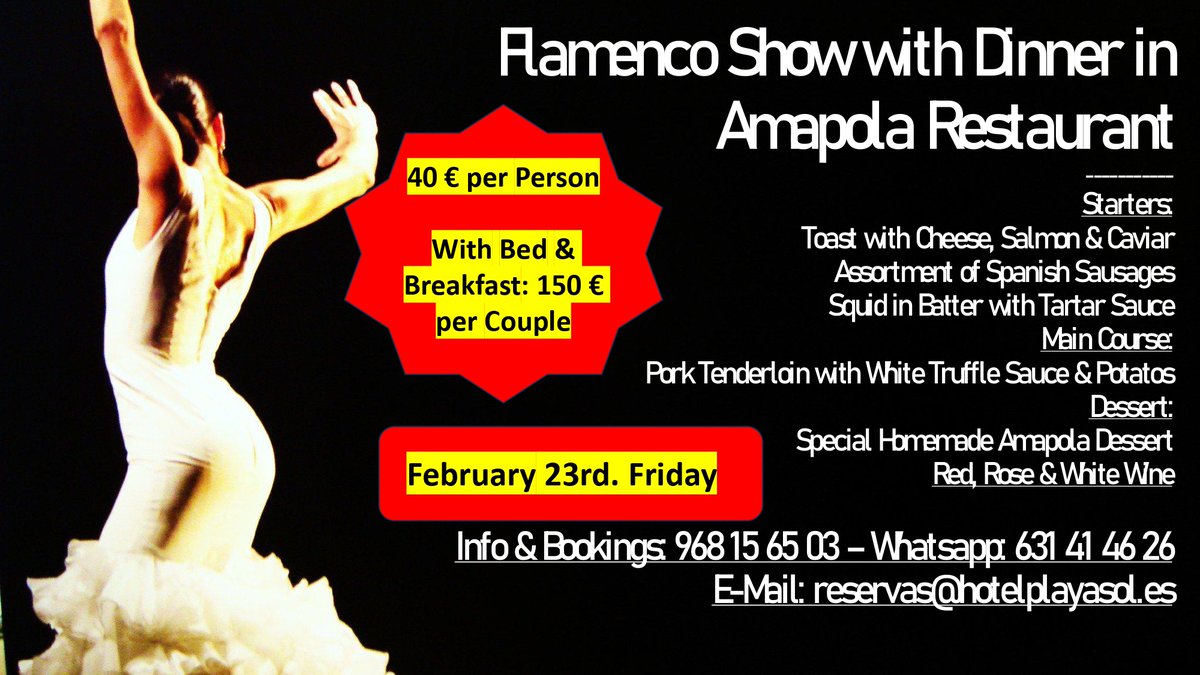 Show Flamenco con cena el próximo viernes 23 de Febrero en Restaurante Amapola