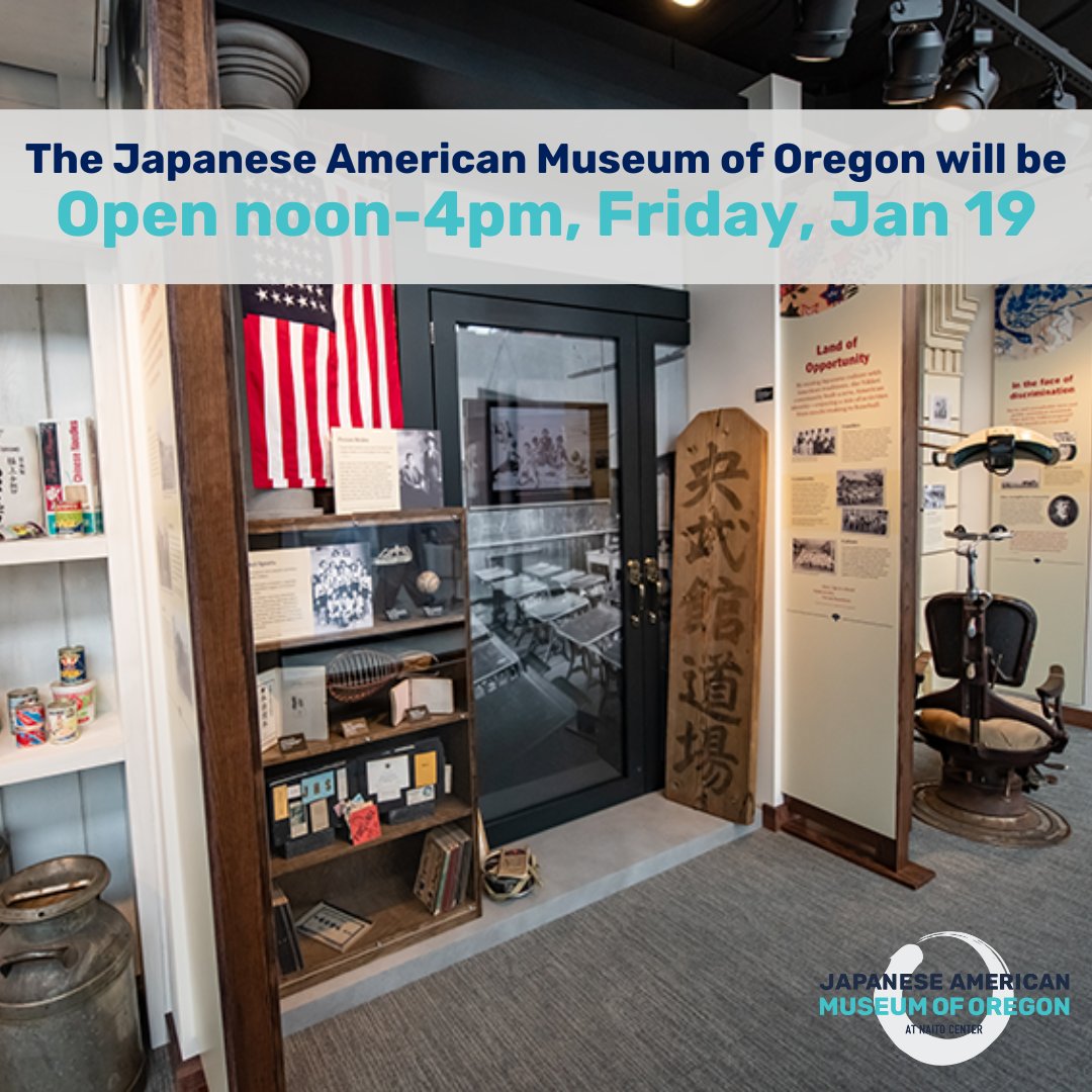 The Japanese American Museum of Oregon will be open starting at NOON today, Friday, January 19. We're giving staff and volunteers some extra time to get to the museum safely this morning as the snow and ice slowly melt.

#WinterWeather #PortlandIceStorm #PortlandWeather