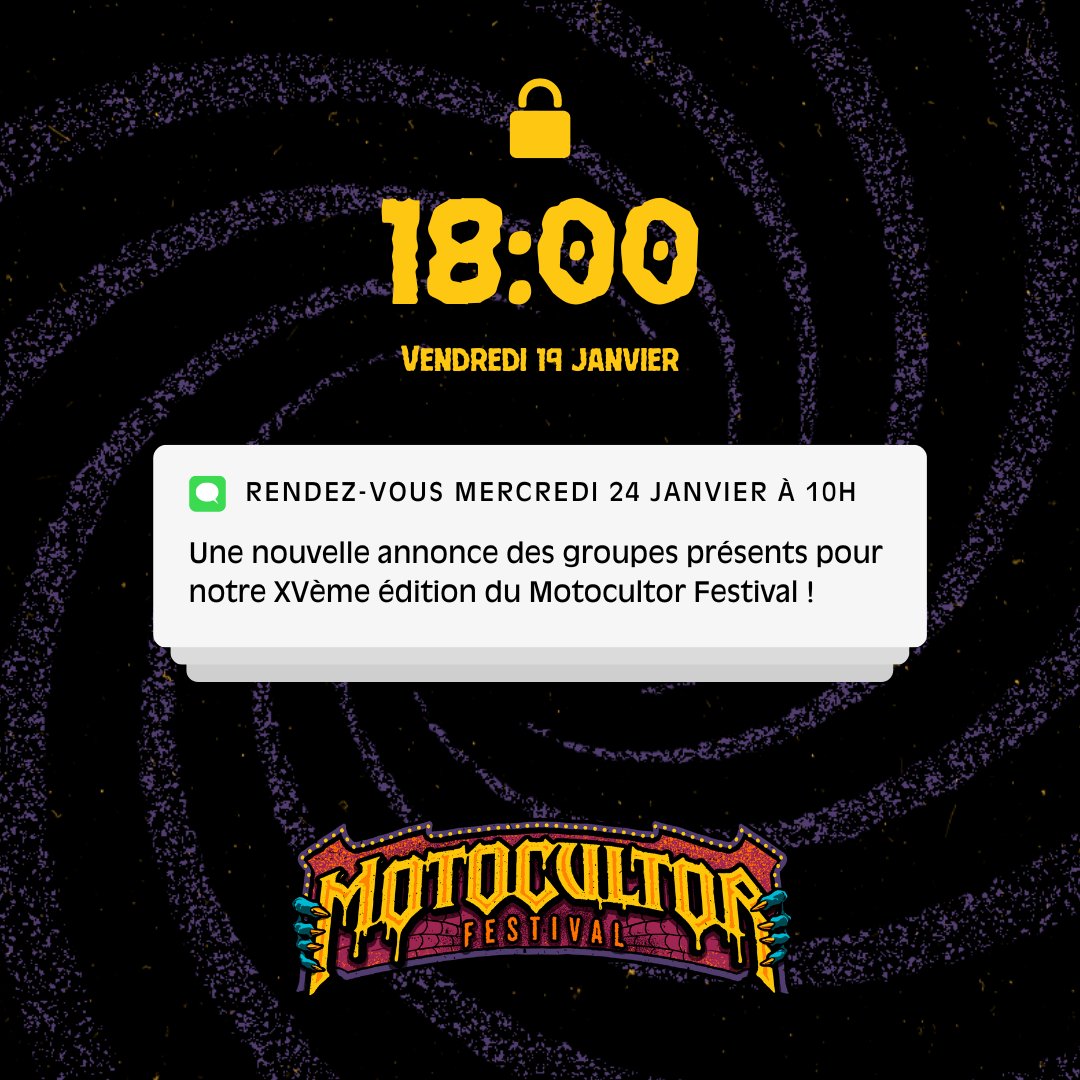 Annonce pour l’édition 2024 🚨 Rendez-vous mercredi prochain à 10h pour une nouvelle annonce des groupes pour cette XVème édition du #MotocultorFestival ! On se dit à la semaine prochaine 💥 Pour prendre son pass 2024, ça se passe ici : motocultor.seetickets.com/content/billet…