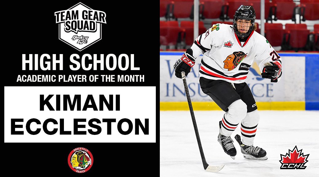 Release | @TheCCHL is pleased to announce that @BrockBraves rookie forward, Kimani Eccleston has been named the @ProHockeyLife_ High School Academic Player of the Month for December📖 🗞️ | thecchl.ca/kimani-ecclest… 📸 | icelevel.com