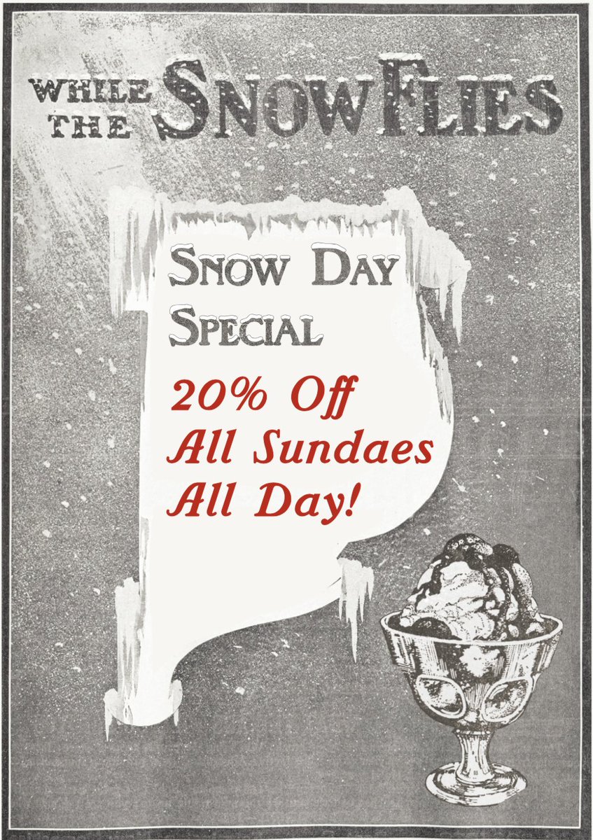 📢 Deal Alert! 📢

Happy Snow Day, Philly! For as long as our doors are open today enjoy 20% off any sundae! ❄️🍨❄️

#openinphl #snowday #phillydeals #visitphilly #oldcityphilly #sundae #bananasplit #franklinfountain