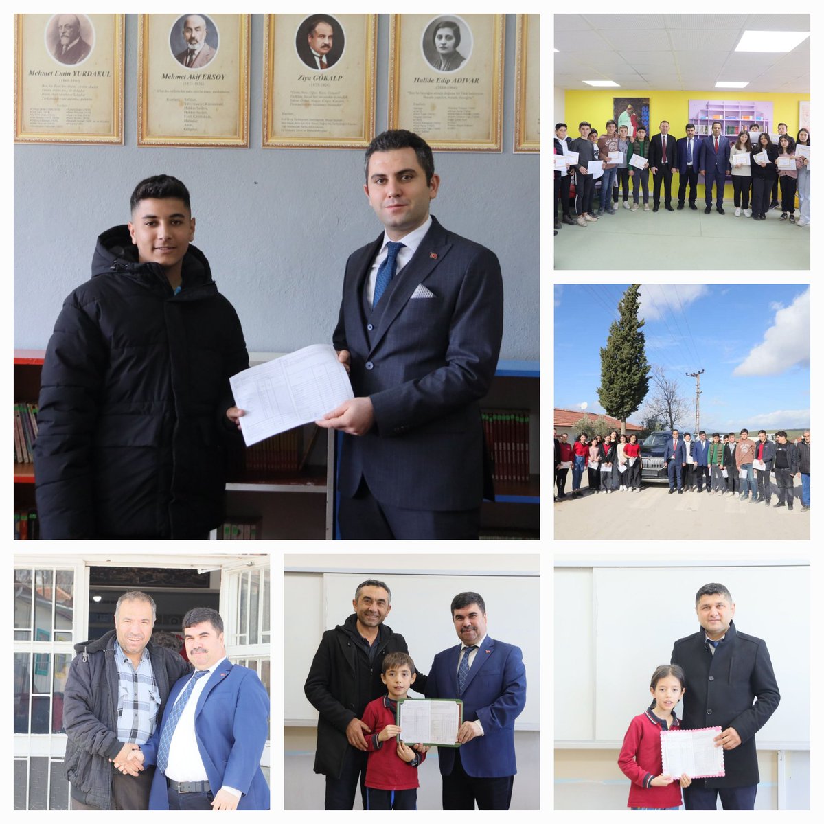 kalemem20's tweet photo. Kaymakamımız Sn.M. Enes Yıldız ve Belediye Başkanımız M.Salih Sağınç ile 2023-24 1. dönem sonunda öğrencilerimizin  karne heyecanına ortak olduk.Okul yöneticilerimize öğretmenlerimize ve yardımcı personellerimize teşekkür eder öğrencilerimize iyi tatiller dileriz. 
@ArgeDenizli https://t.co/jlyoKePeSg