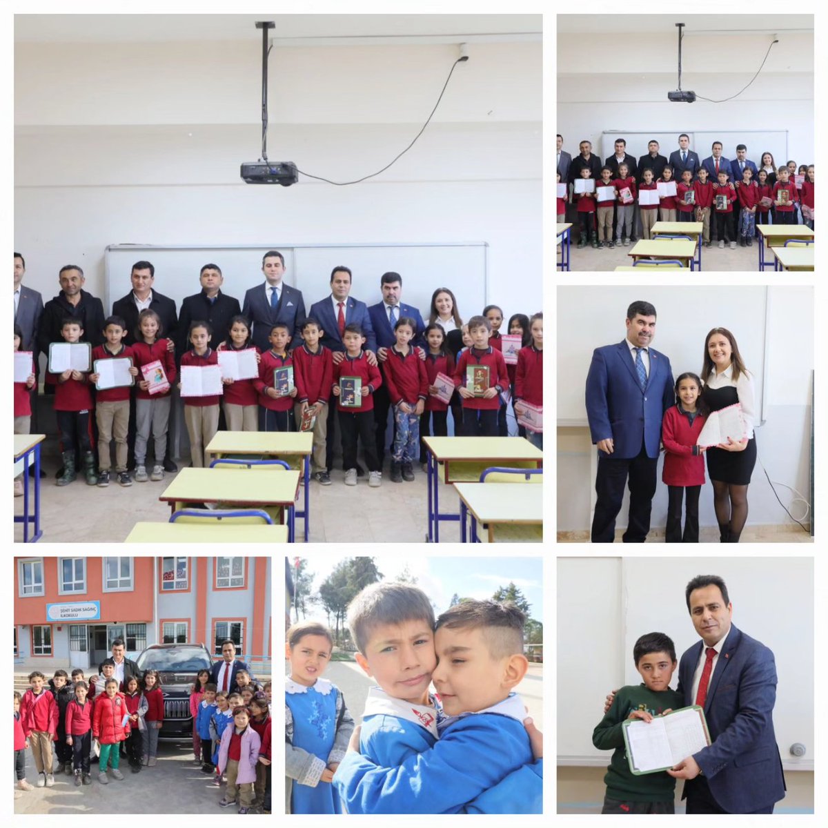 kalemem20's tweet photo. Kaymakamımız Sn.M. Enes Yıldız ve Belediye Başkanımız M.Salih Sağınç ile 2023-24 1. dönem sonunda öğrencilerimizin  karne heyecanına ortak olduk.Okul yöneticilerimize öğretmenlerimize ve yardımcı personellerimize teşekkür eder öğrencilerimize iyi tatiller dileriz. 
@ArgeDenizli https://t.co/jlyoKePeSg