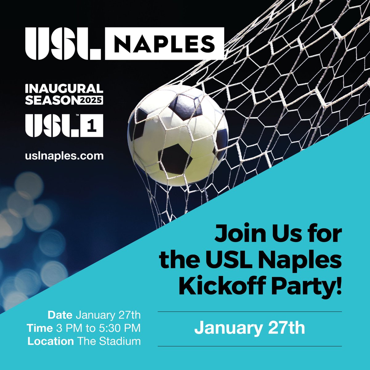 ⚽ DON'T MISS OUT! COME TO THE USL NAPLES OFFICIAL KICKOFF PARTY!

Join us for the USL Naples Official Kickoff Party on Jan. 27, from 3-5:30 PM at the Paradise Sports Complex stadium.

RSVP to skip the line! ⬇️

uslnaples.com/fanzone/#/camp…

#uslnaples #kickoffparty #prosoccer