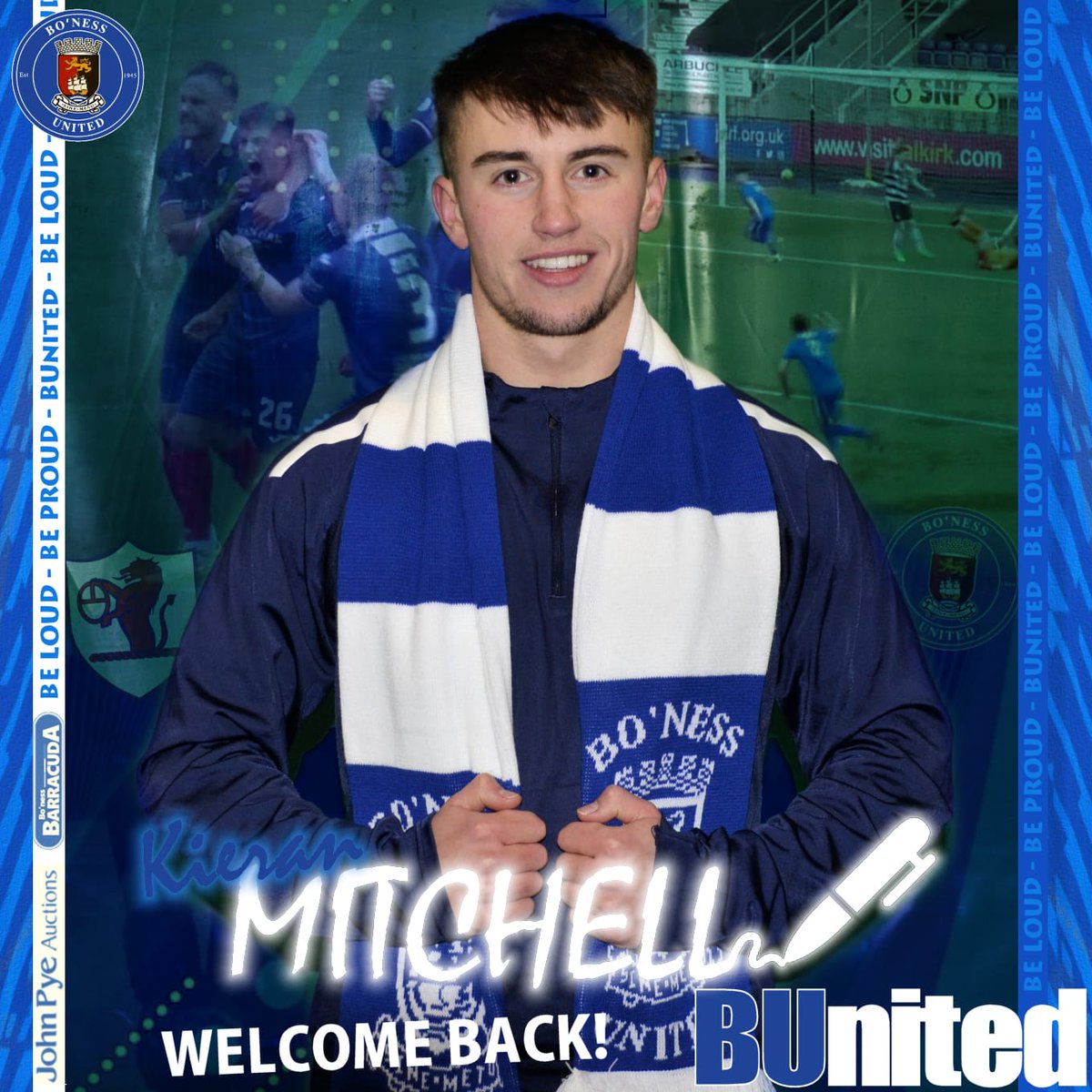 Kieran Mitchell is back in Blue!

Bo'ness United can today confirm the transfer of forward Kieran Mitchell from Raith Rovers!

Kieran, 20, impressed during his previous loan spell at United, and after further loans at Bonnyrigg Rose and East Fife he has now left Rovers to sign on