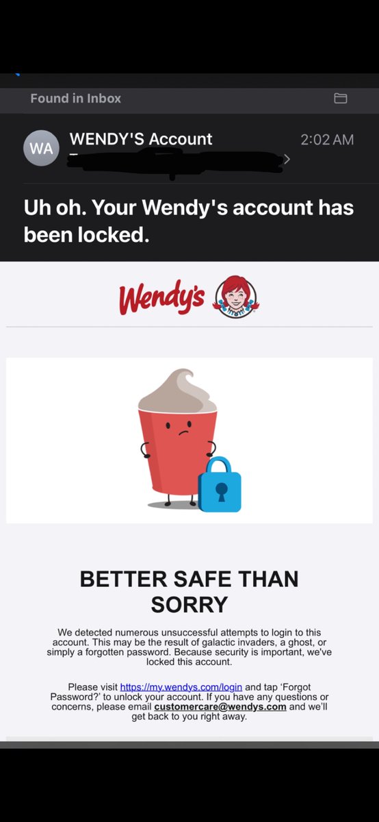 Who’s hungry ass is trying to get into my Wendy’s account at 2 am 🤨 crimson chin reveal yourself