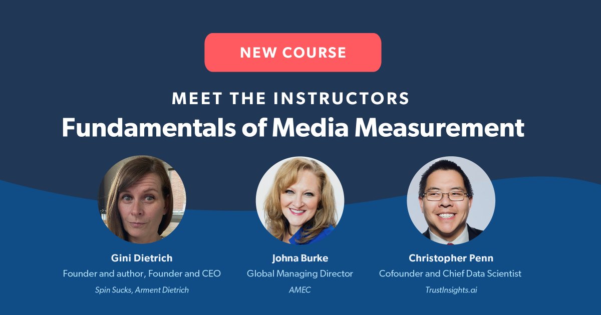 Muck Rack (@muckrack) on Twitter photo In our newest Muck Rack Academy course, industry professionals <a href="/ginidietrich/">Gini Dietrich</a>, <a href="/gojohnab/">Johna B.</a> and <a href="/cspenn/">Christopher S. Penn</a> take you on a deep dive into the world of #mediameasurement in our newest fundamentals course! Register today: academy.muckrack.com/fundamentals-o… In our newest Muck Rack Academy course, industry professionals <a href="/ginidietrich/">Gini Dietrich</a>, <a href="/gojohnab/">Johna B.</a> and <a href="/cspenn/">Christopher S. Penn</a> take you on a deep dive into the world of #mediameasurement in our newest fundamentals course! Register today: academy.muckrack.com/fundamentals-o…