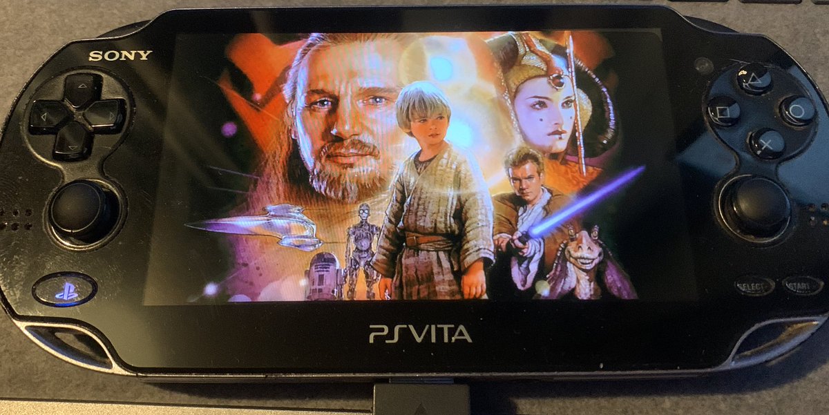 The power of #PlayStationPlus and #RemotePlay is strong in this Vita. #StarWars The Phantom Menace #PSone  to start the weekend!