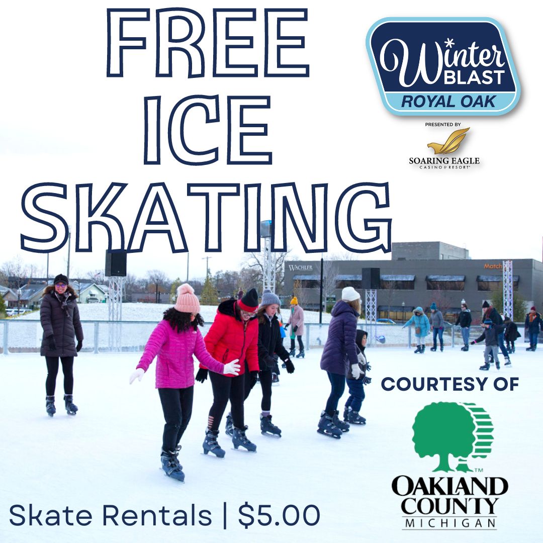 Free admission and Free Ice Skating?! You heard that right!🥳The Rink at Royal Oak will be the official rink for Winter Blast Weekend!  Presented by M3 Investment Services, located in Centennial Commons. Courtesy of <a href="/oaklandcounty/">Oakland County</a>!
bit.ly/3J9TDEb