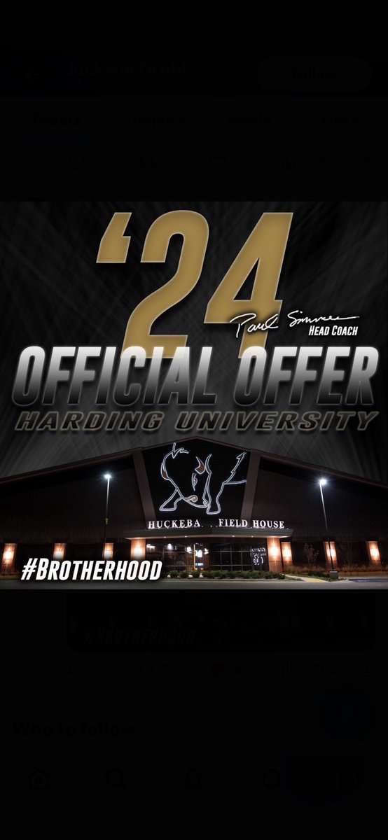 Thankful to receive my fifth offer from <a href="/HardingU/">Harding University</a> 🦬!!  @mattymidd3 
@CoachB_theH @CoachSmith_H 
 <a href="/CoachEvans15/">Curtis Evans</a> <a href="/CoachJCatanese/">J Catanese</a> <a href="/CoachGid3/">Caleb Guidry</a> <a href="/RecruitHHS_6801/">HHS Raider Football!</a>