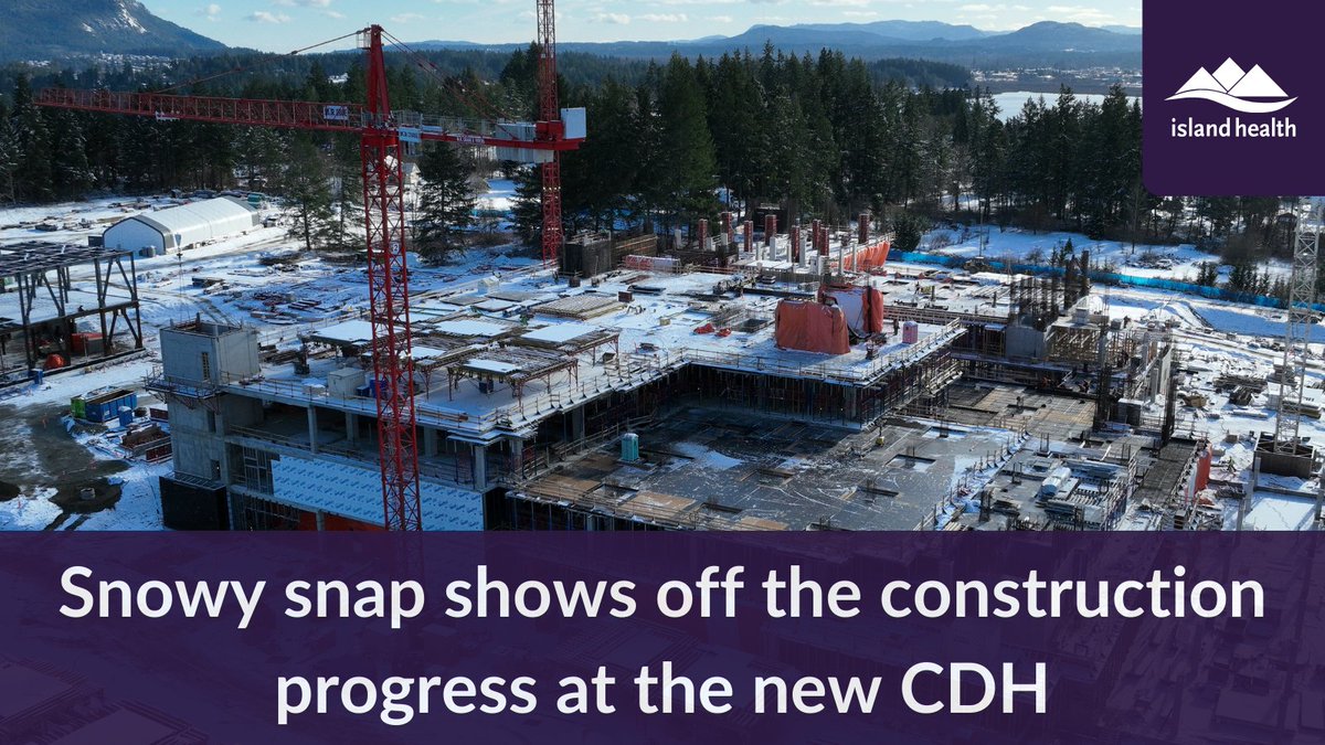 The #Cowichan District Hospital (CDH) Replacement Project construction site is coming along and is showing off its snowy look today! Watch for more construction progress updates at ow.ly/HY1i50QsBOU @EllisDon @bcibinc @ParkinArch @mycvrd @BCGovNews