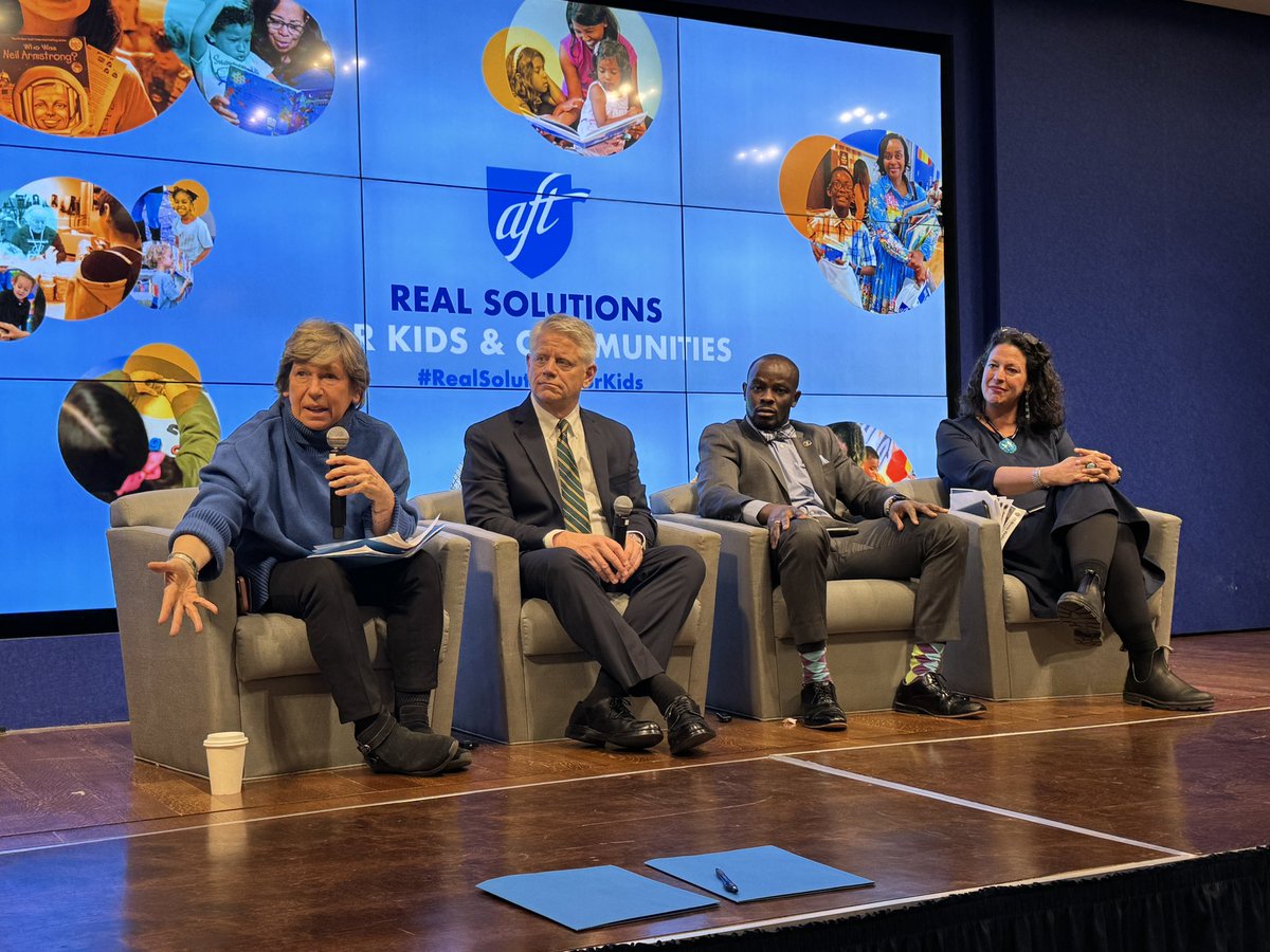 AFTunion's tweet photo. @rweingarten @amyloid1 @amyloyd1 @MannyLamarre .@rweingarten: We’ve partnered in Syracuse with @MicronTech, we’re working to create healthcare pathways too. That’s the kind of dreaming and planning we want our locals to do - we have willing partners in the administration to make it happen. #AFTCSI #RealSolutionsForKids https://t.co/TagewFPfxI