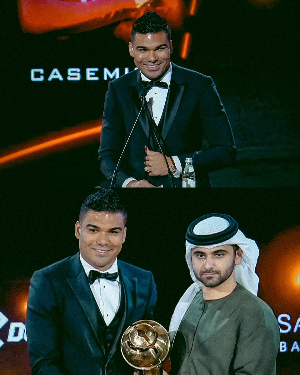 Casemiro honoré au @Globe_Soccer avec un prix pour sa carrière. 👏 #MUFC