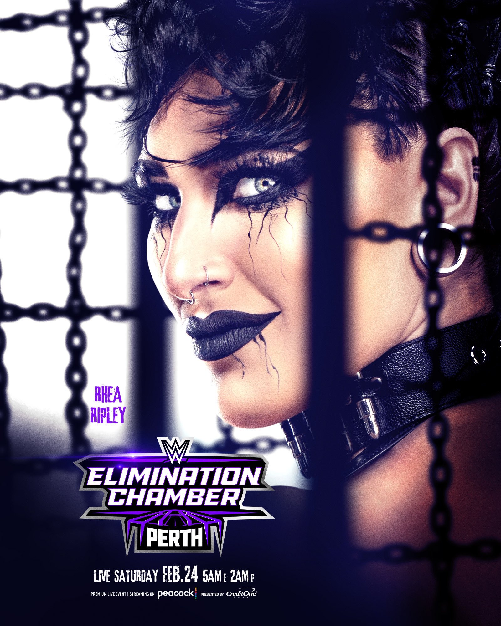 Catch-Newz on X: "WWE Elimination Chamber 2024 aura lieu le samedi 24 février à 11h00 ! Voici le poster du show avec Rhea Ripley 👇 https://t.co/bhV33CWoRe" / X