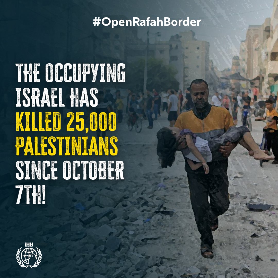 غزة تحت الناار منذ اكثر من ١٠٠ يوم، الوضع الإنساني صعب للغاية، ناذا ننتظر بعد استشهاد أكثر من 25  ألف جلهم من الأطفال والنساء، ساهم لو بالكلمة في نصرة أهل فلسطين.

#RefahSınırıAçılsın 
#OpenRafahBorder 
#افتحوا_معبر_رفح