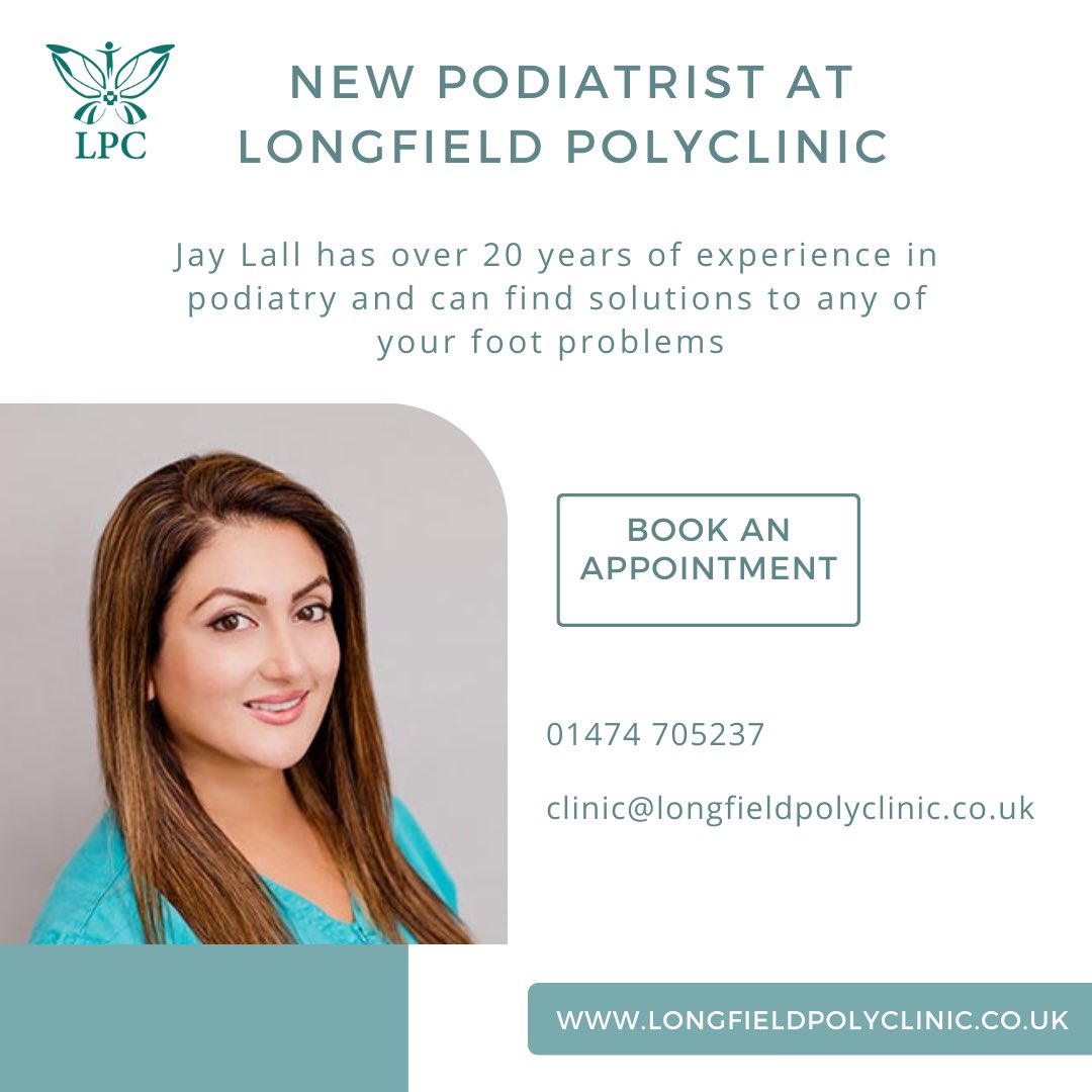 Jay Lall is LPC’s new podiatrist. She is an experienced podiatrist who is offering expert foot care. If you’re having any foot problems, Jay is the one to see. 🩺🦶

#podiatry #foot #feet #footproblems #podiatrist #kent #dartford #longfield #uk #clinic #health #footcare
