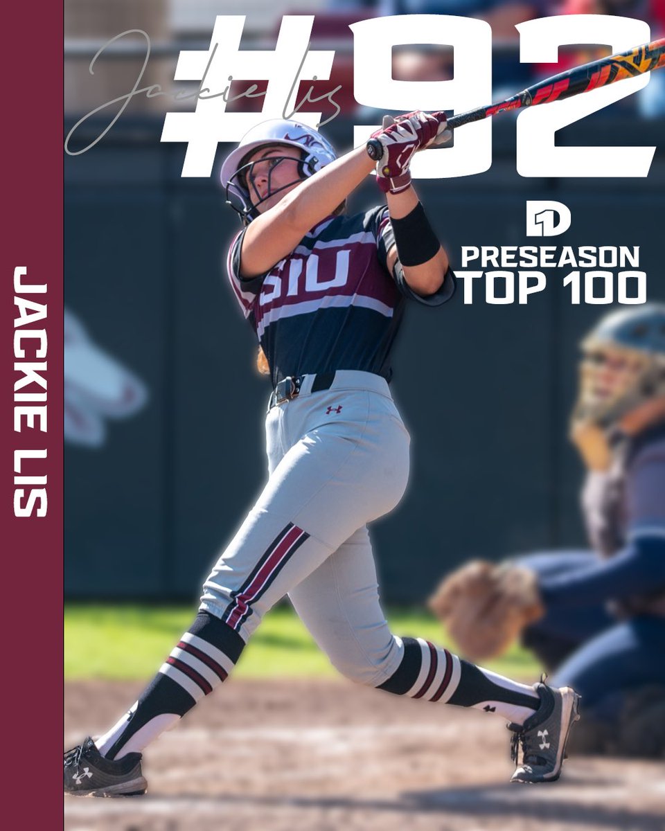 The one and only @JackieLis00 breaks into the @D1Softball Preseason Top 100 player list as she gets ready for her sophomore season 🤩 #Salukis