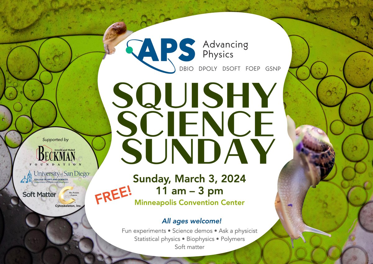 Join us with @ApsDbio @APS_DPOLY @ApsDsoft @aps_foep for Squishy Science Sunday on March 3, 2024!