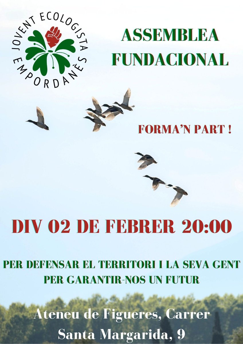 Si voleu formar part de l'organització, veniu a l'assemblea fundacional el proper divendres 02 de febrer a l'Ateneu de Figueres. Us hi esperem!! 🌱