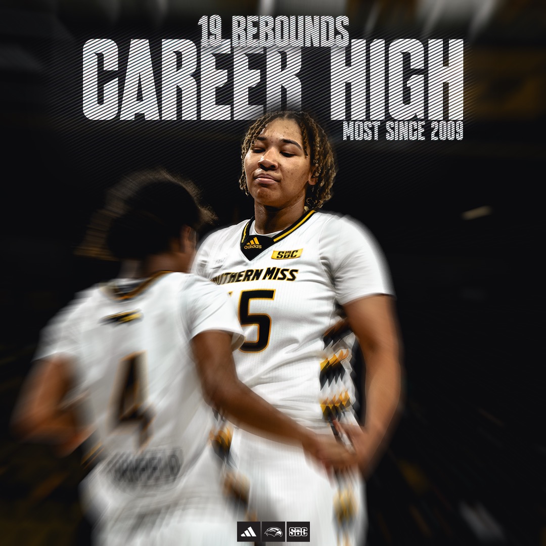 Southern Miss Lady Eagle Basketball (@southernmisswbb) on Twitter photo ๐๐ข๐ ๐๐ง๐ข๐ช๐ก ๐๐ข๐ข๐ฃ๐๐ฅ
<a href="/Melyia2/">Melyia Grayson</a> brought down the most boards by a Lady Eagle in 14 years last night, setting a new career-high with 1๏ธโฃ9๏ธโฃ rebounds
#McNelisStrong | #SMTTT ๐๐ข๐ ๐๐ง๐ข๐ช๐ก ๐๐ข๐ข๐ฃ๐๐ฅ
<a href="/Melyia2/">Melyia Grayson</a> brought down the most boards by a Lady Eagle in 14 years last night, setting a new career-high with 1๏ธโฃ9๏ธโฃ rebounds
#McNelisStrong | #SMTTT