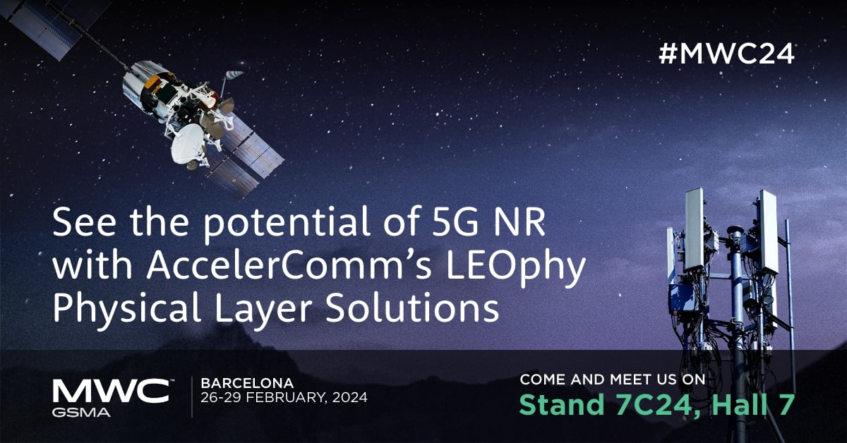 We're attending Mobile World Congress Barcelona on the 26th - 29th February 2024!

Come and speak to us at stand 7C24, Hall 7, about our market leading 5G physical layer solutions.

BOOK A MEETING WITH US NOW: hubs.li/Q02h2nGw0

#MWC #LEOphy #Satellite #5G