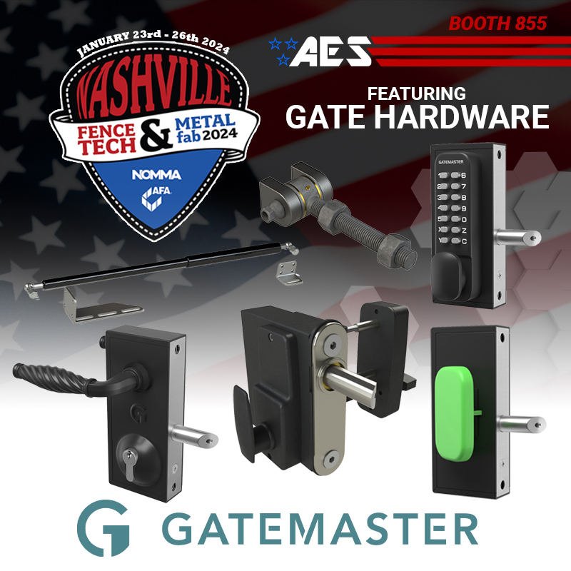 We are the official distributor partner with GATEMASTER covering your gate hardware requirements. Booth 855
aesglobalus.com/gate-master

#aesusa #timbergates #woodengatelocks #metalgatelocks #gatehardware #gateclosers #gatelock #partnership #distribution #chainlinkfence #gatemaster