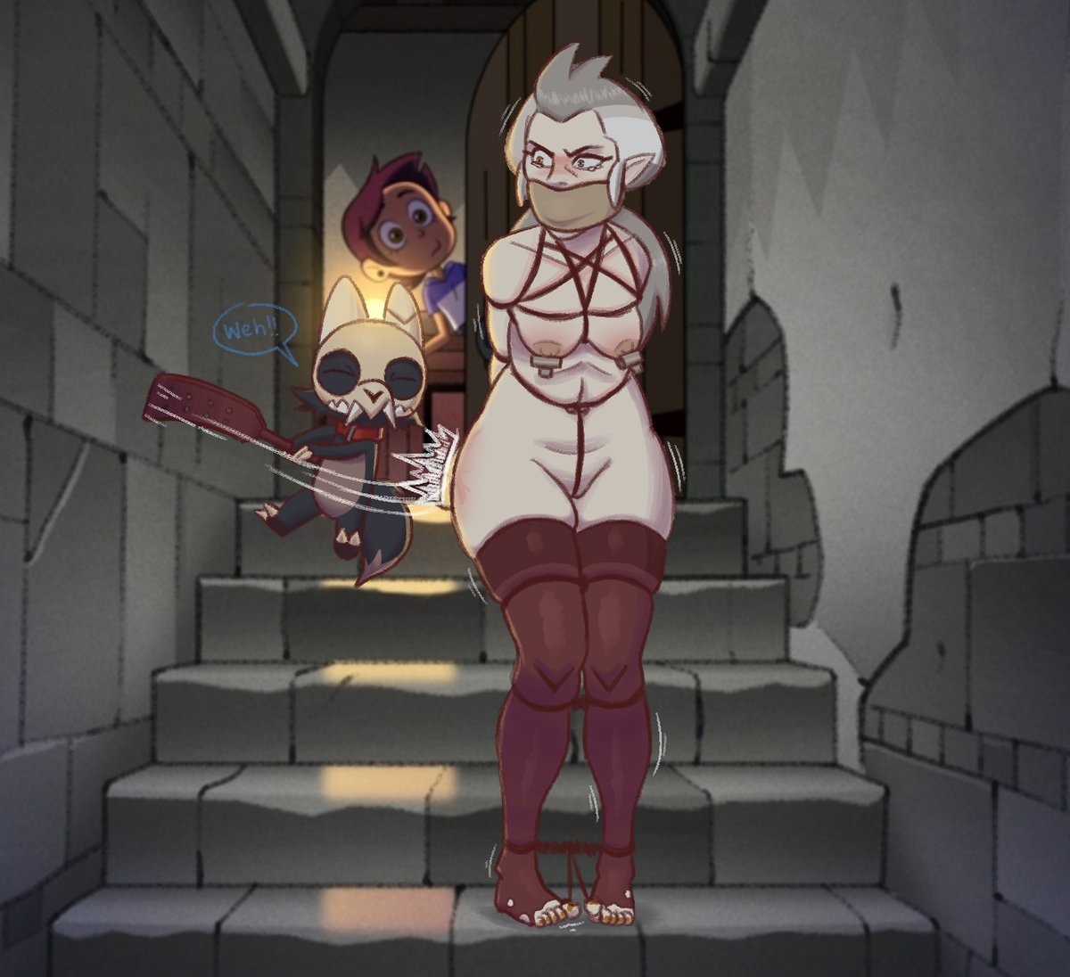 repost: Oh that little rascal, King. Seems he's going through his rebellious phase! (Not that he wasn't already rebellious) Looks like mama Eda found out the hard way as King leads her down to the basement for some privacy and more kinky fun! Inspired by <a href="/ElijahPinkArt/">Elijah Pink</a> works