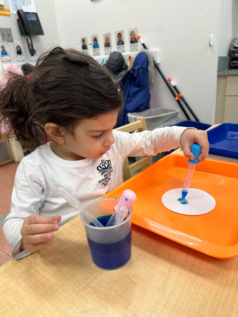 BISB_School's tweet photo. #BISB Nursery Class enjoyed exploring colors and patterns this week. They used different-sized pipettes with colored water on filter paper and investigated what happened to the water droplets.
#LearningThroughPlay https://t.co/R2mJm2zldt